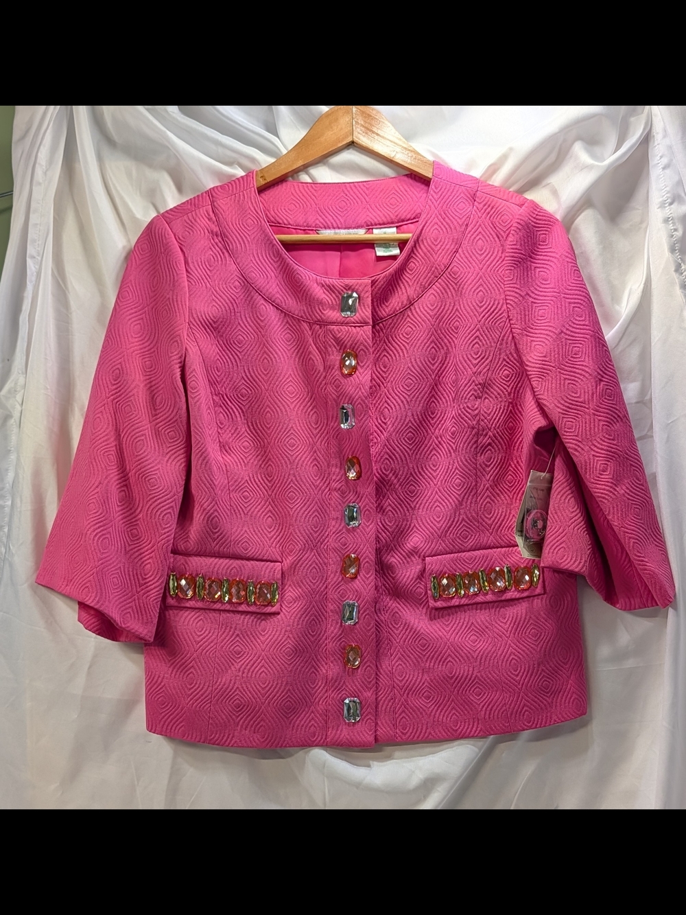 Laura Ashley NWT Hot Pink Embellished w/Jeweled Accents  Women's Jacket Size Med